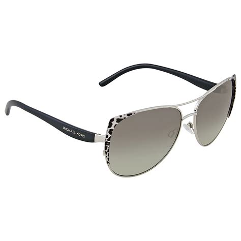 michael kors sadie sunglasses with leopard print on lenses|Michael Kors MK1006 105911 Black/Silver/Leopard Sadie II Pilot .